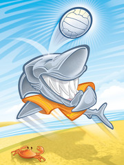 Poster - Shark playing volleyball