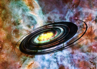 Wall Mural - black hole somewere in space. science fiction. dramatic space background. elements of this image wer