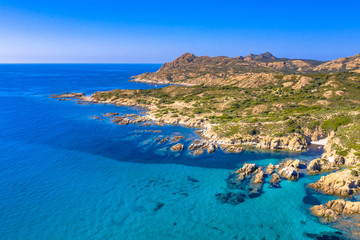 Canvas Print - Aerial view of Corsican rocky coast