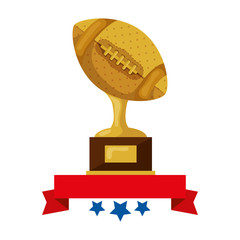 Poster - ball american football trophy with ribbon and stars