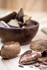 Brazil nut, with shell. Culinary ingredient from brazil.