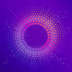 Wall Mural - Blue Abstract disco background with neon glowing circle. Vector