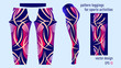 Abstract curved stripes skin color pattern purple leggings for sports activities
