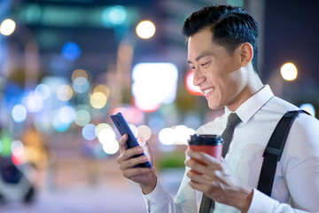 businessman use phone outdoor