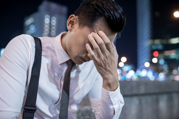 Poster - asian businessman has headache