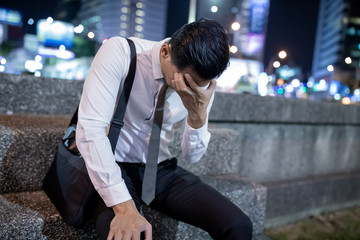 Wall Mural - asian businessman get off work