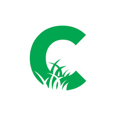 C Grass Logo, Lawn Care Logo