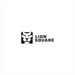 Square Lion Head logo design template