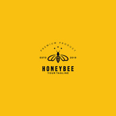 Wall Mural - Honey Bee logo design template concept with background and shadow