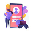User verification. Unauthorized access prevention, private account authentication, cyber security. People entering login and password, safety measures. Vector isolated concept metaphor illustration