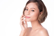 © kitthanes  - Portrait beautiful young asian woman clean fresh bare skin concept. Asian girl beauty face skincare and health wellness, Facial treatment, Perfect skin, Natural makeup, on white background,two