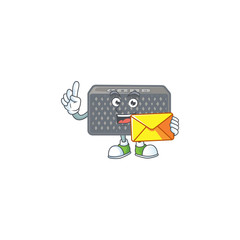 Sticker - Happily wireless speaker mascot design style with envelope