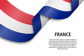 Waving ribbon or banner with flag France