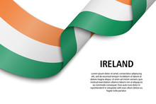 Waving Ribbon Or Banner With Flag Ireland