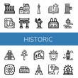 historic simple icons set