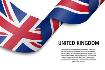 Wall Mural - Waving ribbon or banner with flag United Kingdom