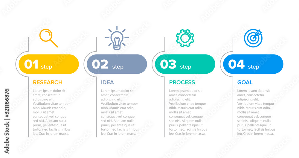 Infographic design with icons and 4 options or steps. Thin line vector. Infographics business concept. Can be used for info graphics, flow charts, presentations, web sites, banners, printed materials. - obrazy, fototapety, plakaty 