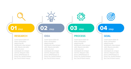 Wall Mural - Infographic design with icons and 4 options or steps. Thin line vector. Infographics business concept. Can be used for info graphics, flow charts, presentations, web sites, banners, printed materials.