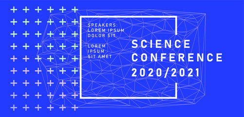 Aufkleber - Abstract geometric blue background with connected lines, low poly mesh. Poster template for Science and IT Technologies Business Conference.