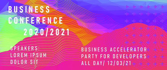 Aufkleber - Abstract background with colorful polygonal mesh. Poster template for Science and IT Technologies Business Conference.