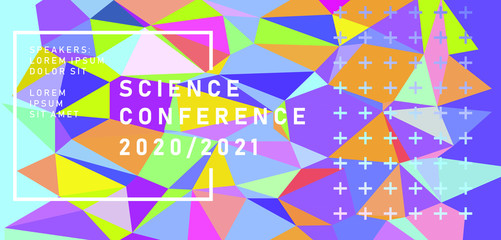 Aufkleber - Abstract background with rainbow colored polygonal mesh. Poster template for Science and IT Technologies Business Conference.