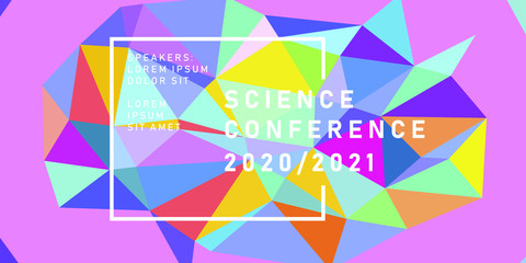 Aufkleber - Abstract background with rainbow colored polygonal mesh. Poster template for Science and IT Technologies Business Conference.