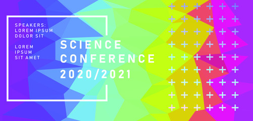 Aufkleber - Abstract background with rainbow colored polygonal mesh. Poster template for Science and IT Technologies Business Conference.