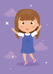 Wall Mural - beautiful girl standing with his hands up vector illustration design