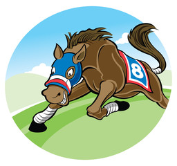 Wall Mural - Horse racing cartoon