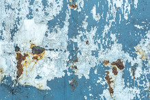 Old Peeling Paint Texture On A Wooden Wall Background. Pattern And Texture Of Old Dried Paint And Stucco On A Rough Surface