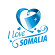 National flag of the Somalia in the shape of a heart and the inscription I love Somalia. Vector illustration