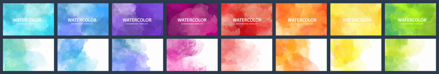Wall Mural - Bundle set of vector colorful watercolor backgrounds for business card or flyer template