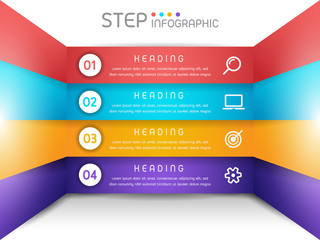 Wall Mural - Geometric shape elements of graph,diagram with steps,options,processes or workflow.Business data visuualization.Creative step infographic template for presentation,vector illustration.