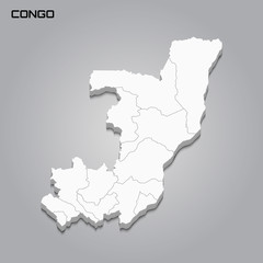 Naklejka na meble Congo 3d map with borders of regions