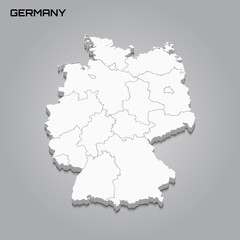 Wall Mural - Germany 3d map with borders of regions