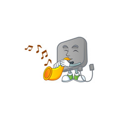 Wall Mural - cartoon character style of power bank playing a trumpet