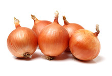 Gold Onion Vegetable Bulbs On White Background