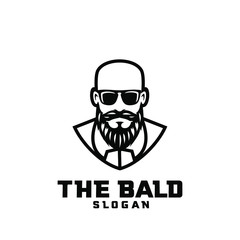 bald man character logo icon design cartoon