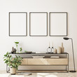 © mtlapcevic - mock up poster frame in modern interior background, living room, Scandinavian style, 3D render, 3D illustration