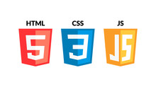 HTML5 CSS3 JS Icon Set. Web Development Logo Icon Set Of Html, Css And Javascript, Programming Symbol
