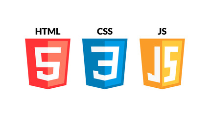 HTML5 CSS3 JS icon set. Web development logo icon set of html, css and javascript, programming symbol