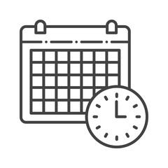 Poster - Calendar black line icon. Schedule sign. Time management, planning. Pictogram for web page, mobile app, promo. UI UX GUI design element. Editable stroke.