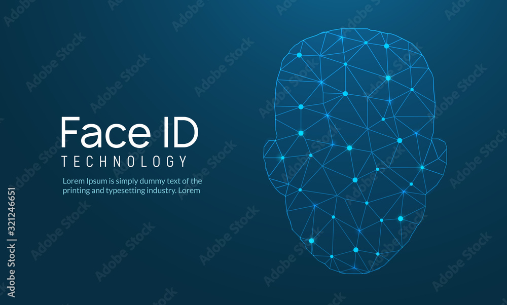 Face recognition biometric ID. Face scan vector digital security ...