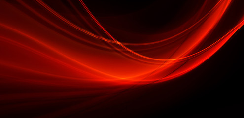 Wall Mural - bright fractal abstraction. glowing red waves on a dark background