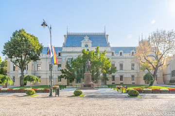 Wall Mural - Iasi City Hall located in Roset-Roznovanu Palace in Iasi, Romania. A landmark palace in Iasi on a sunny summer day with blue sky. Iasi historic monument