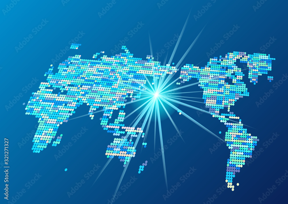 サイバーデジタルネットワーク世界地図背景 Wall Mural Rrice サイバーデジタルネットワーク世界地図背景 Wall Mural Rrice