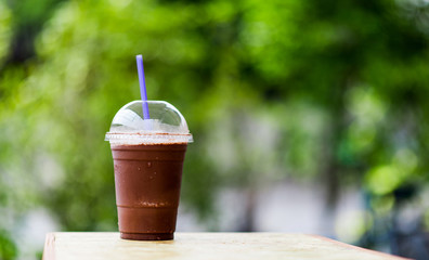 Delicious cool cocoa photos placed on the table ready to eat Food and beverage concept