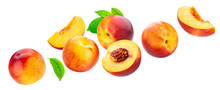 Peach Collection Isolated On White Background With Clipping Path