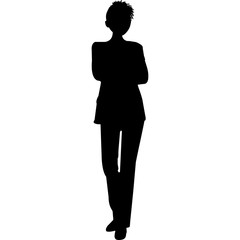 Wall Mural - African American Woman Busines Woman Standing, Black Afro People Silhouette Vector