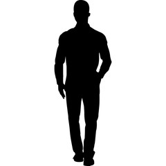 Wall Mural - African Amercian Man Standing, Black Afro People Silhouette Vector